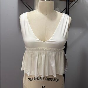 Forever 21 Cream Ruffle Crop Top